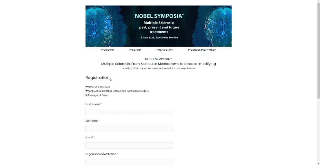Skärmbild ur Registrering/anmälan i Jirango